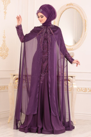Violet - Tesettürlü Abiye Elbise - Robe de Soirée Hijab 2949MOR - Thumbnail