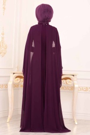 Violet - Tesettürlü Abiye Elbise - Robe de Soirée Hijab - 3843MOR - Thumbnail
