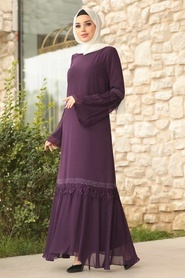 Violet - Tesettürlü Abiye Elbise - Robe de Soirée Hijab - 39250MOR - Thumbnail