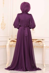 Violet - Tesettürlü Abiye Elbise - Robe de Soirée Hijab - 3927MOR - Thumbnail