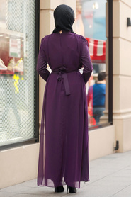 Violet - Tesettürlü Abiye Elbise - Robe de Soirée Hijab - 51182MOR - Thumbnail