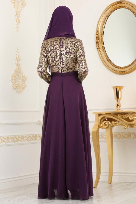 Violet - Tesettürlü Abiye Elbise - Robe de Soirée Hijab 81620MOR - 2