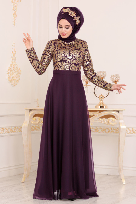 Violet - Tesettürlü Abiye Elbise - Robe de Soirée Hijab 81620MOR 