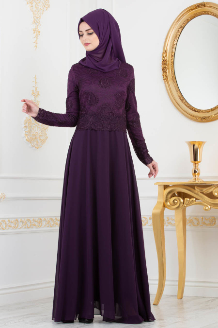 Violet - Tesettürlü Abiye Elbise - Robe de Soirée Hijab 8238MOR