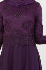 Violet - Tesettürlü Abiye Elbise - Robe de Soirée Hijab 8238MOR - Thumbnail