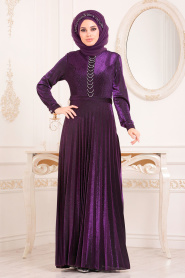 Violet - Tesettürlü Abiye Elbise - Robe de Soirée Hijab 8472MOR - Thumbnail