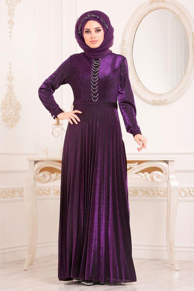 Violet - Tesettürlü Abiye Elbise - Robe de Soirée Hijab 8472MOR - 1