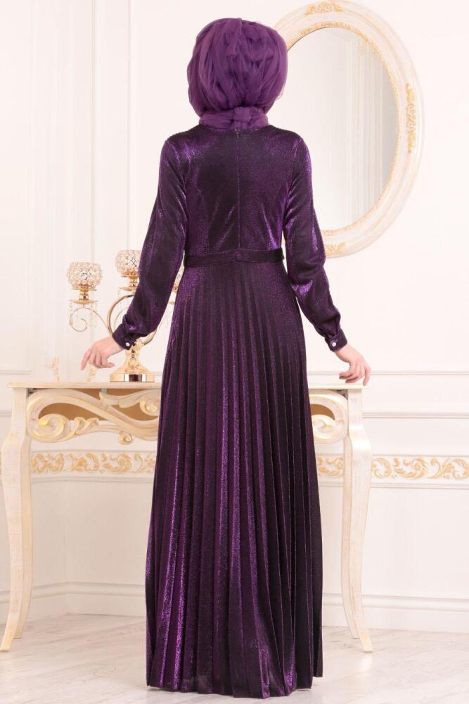 Violet - Tesettürlü Abiye Elbise - Robe de Soirée Hijab 8472MOR - 3
