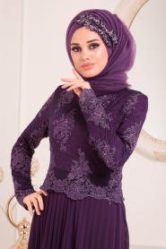 Violet - Tesettürlü Abiye Elbise - Robe de Soirée Hijab 8504MOR - Thumbnail