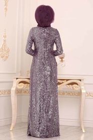 Violet - Tesettürlü Abiye Elbise - Robe de Soirée Hijab - 86010MOR - Thumbnail
