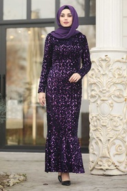 Violet - Tesettürlü Abiye Elbise - Robe de Soirée Hijab - 87760MOR - Thumbnail