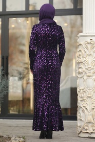 Violet - Tesettürlü Abiye Elbise - Robe de Soirée Hijab - 87760MOR - Thumbnail