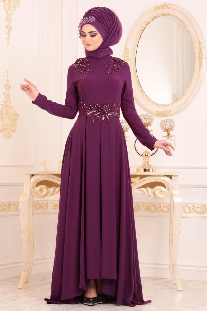 Violet - Tesettürlü Abiye Elbise - Robes de Soirée 2031MOR - 2