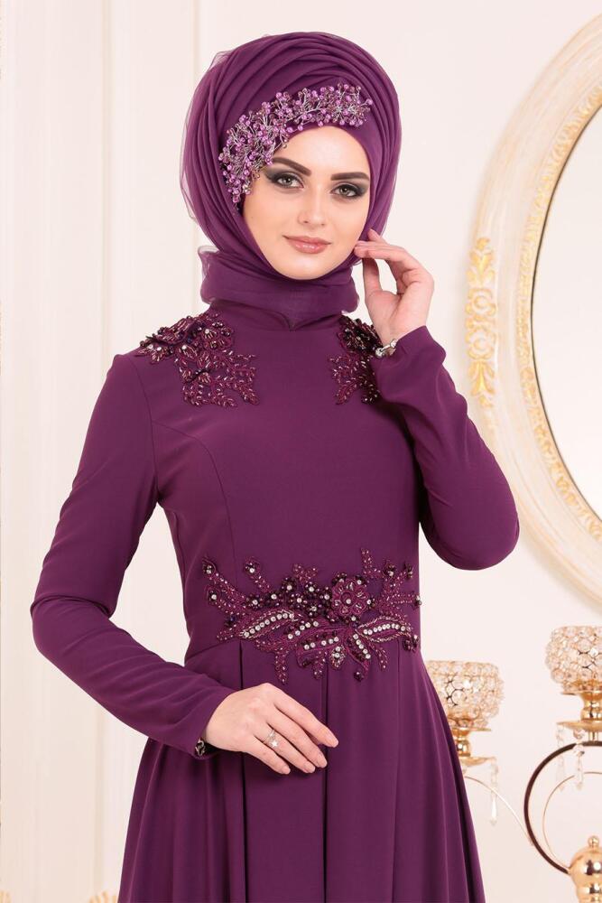 Violet - Tesettürlü Abiye Elbise - Robes de Soirée 2031MOR - 3