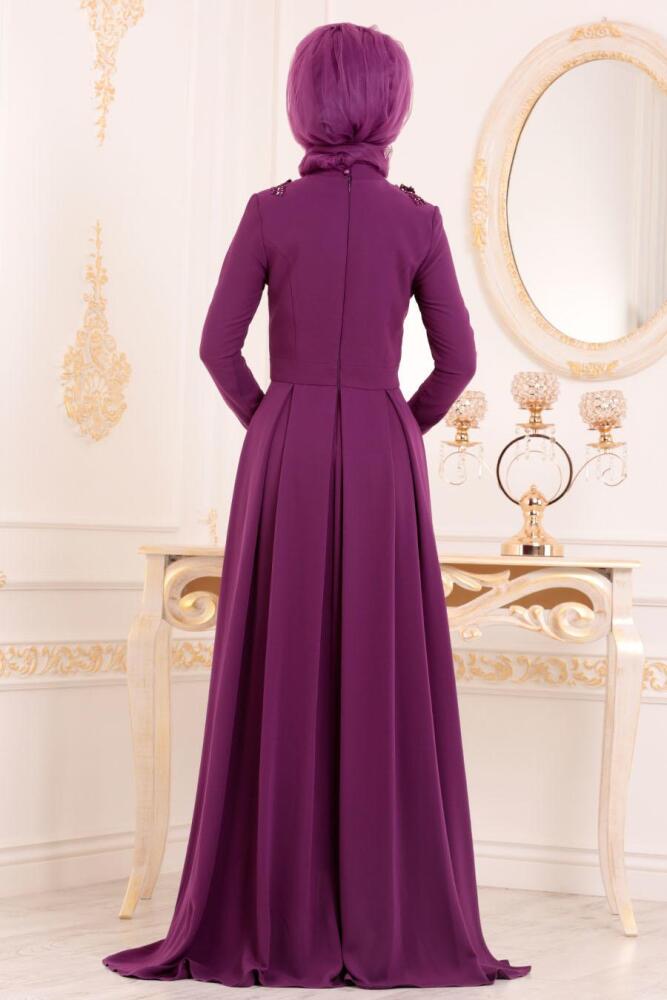 Violet - Tesettürlü Abiye Elbise - Robes de Soirée 2031MOR - 4