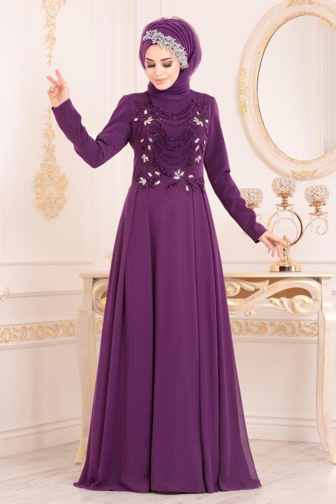 Violet - Tesettürlü Abiye Elbise - Robes de Soirée 20510MOR - 1