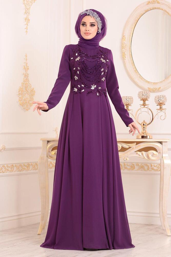 Violet - Tesettürlü Abiye Elbise - Robes de Soirée 20510MOR - 2