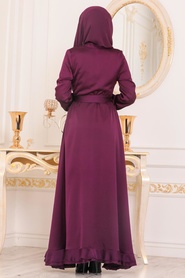 Violet-Tesettürlü Abiye Elbise-Robes de Soirée-2307MOR - Thumbnail