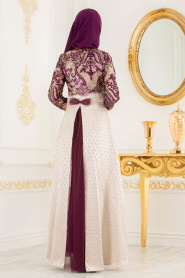 Violet - Tesettürlü Abiye Elbise - Robes de Soirée 31001MOR - Thumbnail