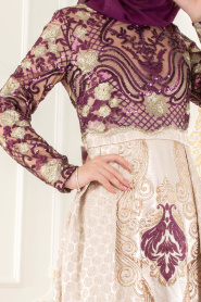 Violet - Tesettürlü Abiye Elbise - Robes de Soirée 31001MOR - Thumbnail