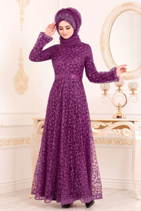Violet - Tesettürlü Abiye Elbise - Robes de Soirée 31481MOR