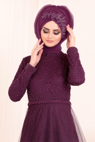 Violet - Tesettürlü Abiye Elbise - Robes de Soirée 3290MOR - Thumbnail