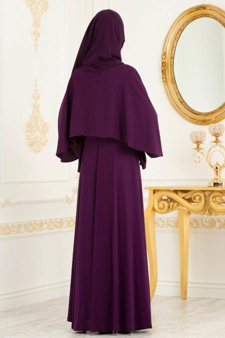 Violet - Tesettürlü Abiye Elbise - Robes de Soirée 3627MOR - 3
