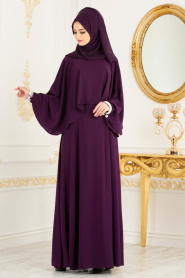 Violet - Tesettürlü Abiye Elbise - Robes de Soirée 3627MOR - Thumbnail