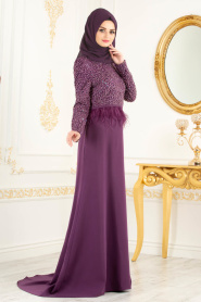 Violet - Tesettürlü Abiye Elbise - Robes de Soirée 36362MOR - Thumbnail