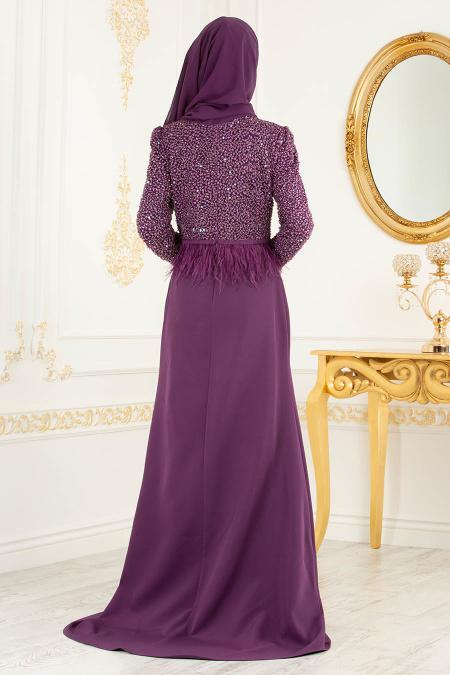 Violet - Tesettürlü Abiye Elbise - Robes de Soirée 36362MOR - 2