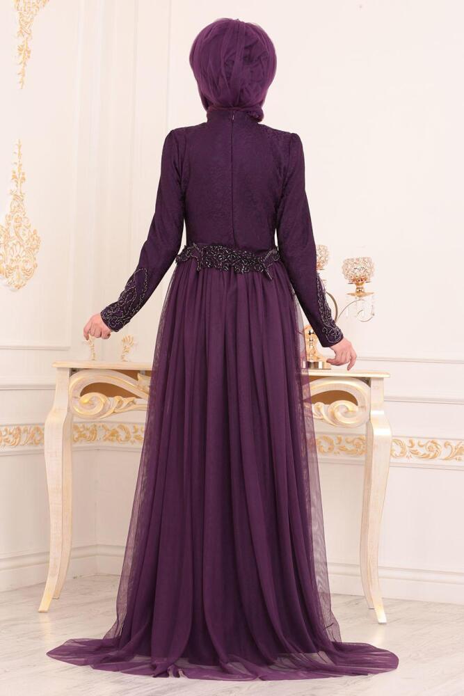 Violet - Tesettürlü Abiye Elbise - Robes de Soirée 3642MOR - 4