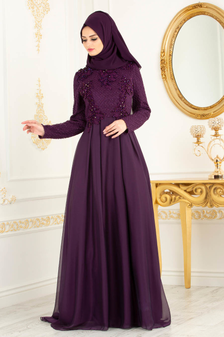Violet - Tesettürlü Abiye Elbise - Robes de Soirée 36791MOR