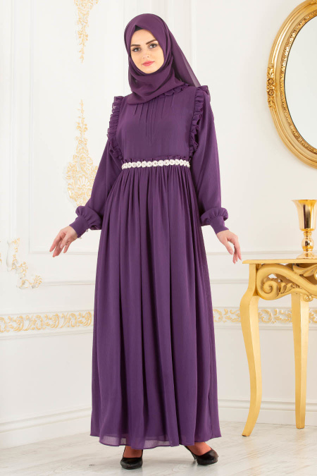 Violet - Tesettürlü Abiye Elbise - Robes de Soirée 3742MOR