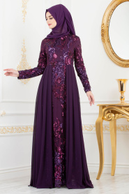 Violet - Tesettürlü Abiye Elbise - Robes de Soirée 82310MOR - Thumbnail