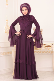 Violet - Tesettürlü Abiye Elbise - Robes de Soirée Hijab 190501MOR - Thumbnail
