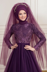 Violet - Tesettürlü Abiye Elbise - Robes de Soirée Hijab 190901MOR - Thumbnail