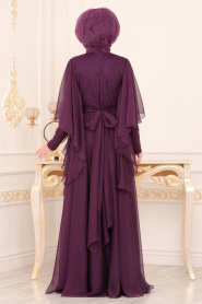 Violet- Tesettürlü Abiye Elbise - Robes de Soirée Hijab 191101MOR - Thumbnail