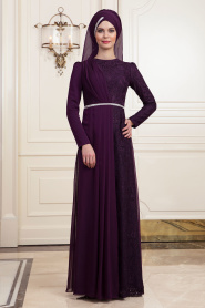 Violet - Tesettürlü Abiye Elbise - Robes de Soirée Hijab 191901MOR - Thumbnail