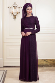 Violet - Tesettürlü Abiye Elbise - Robes de Soirée Hijab 191901MOR - Thumbnail