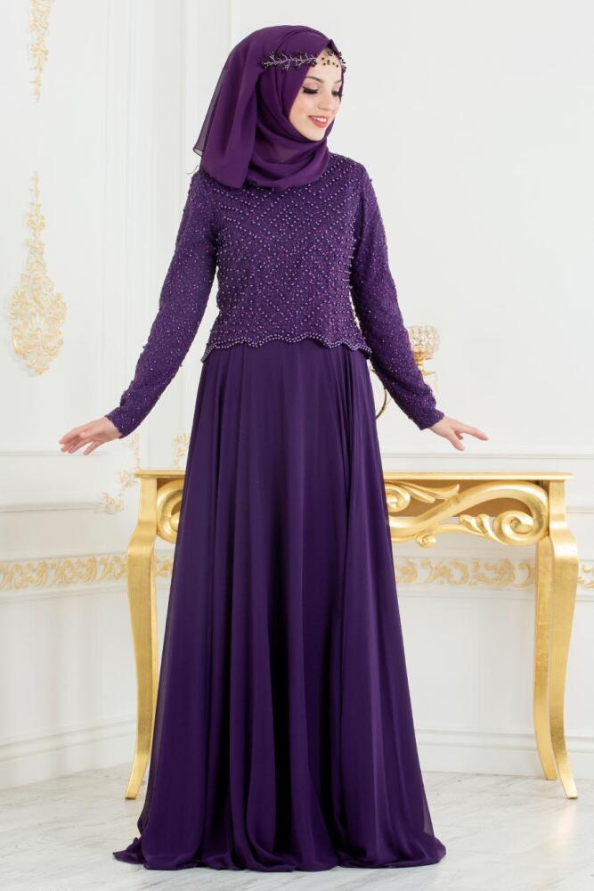 Violet - Tesettürlü Abiye Elbise - Robes de Soirée Hijab 3126MOR - 1