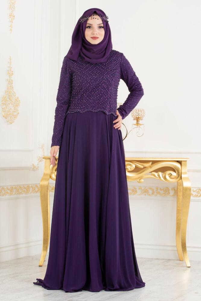 Violet - Tesettürlü Abiye Elbise - Robes de Soirée Hijab 3126MOR - 2