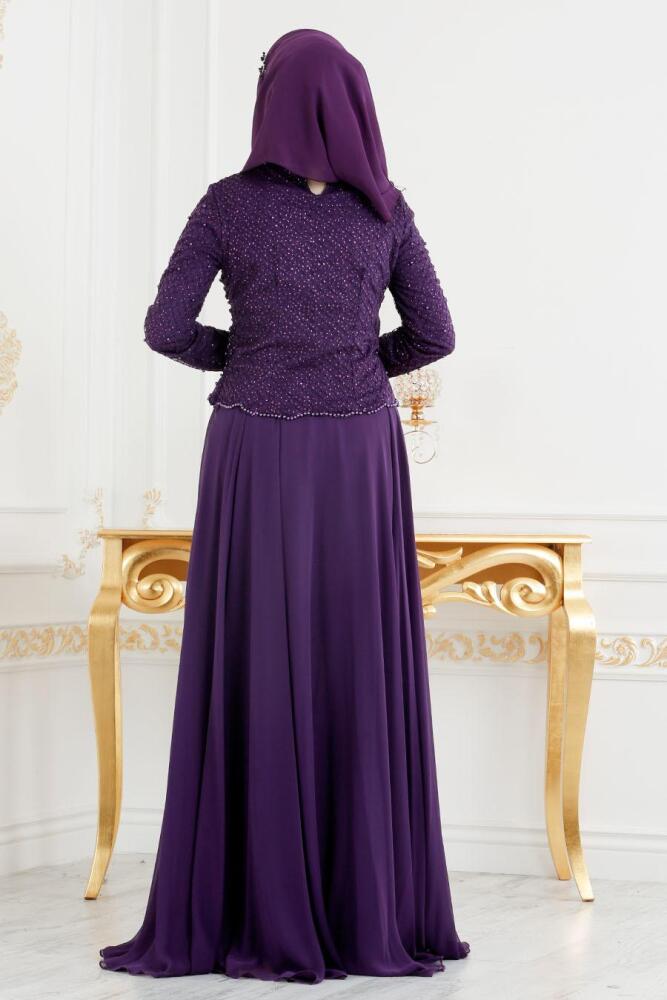 Violet - Tesettürlü Abiye Elbise - Robes de Soirée Hijab 3126MOR - 4