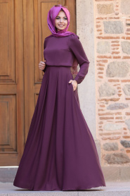 Violet - Tesettürlü Abiye Elbise - Robes de Soirée Hijab 6753MOR - Thumbnail