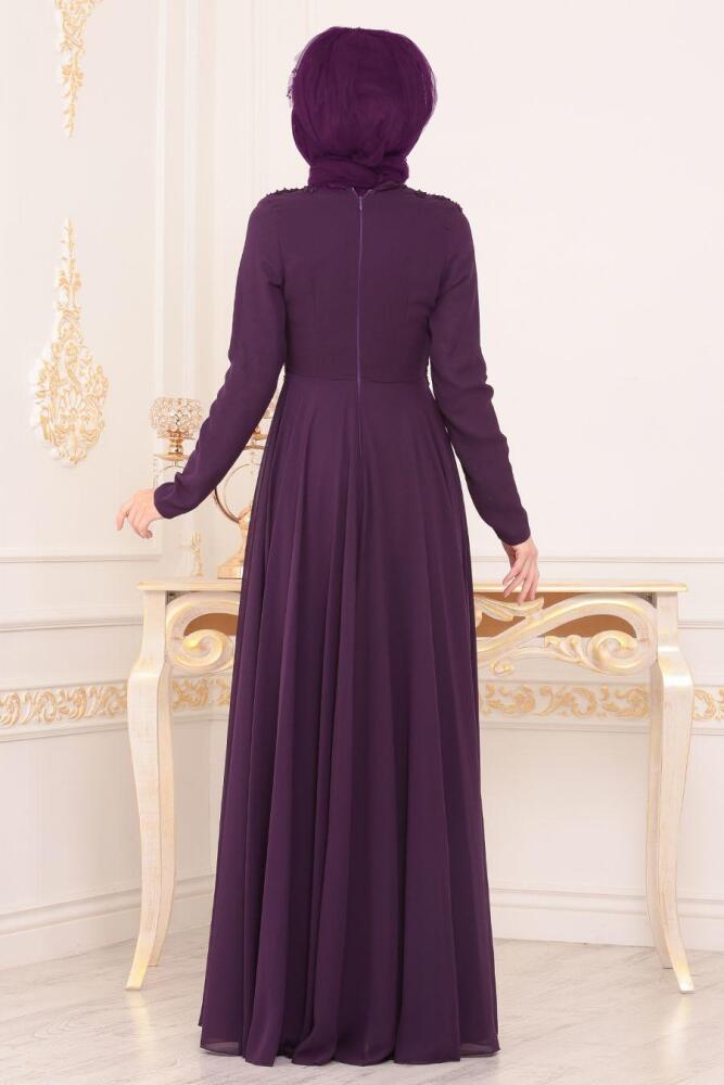 Violet - Tesettürlü Abiye Elbise - Robes de Soirée Hijab 8566MOR - 3