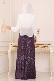 Violet- Tesettürlü Abiye Elbise - Robes de Soirée Hijab 8632MOR - Thumbnail
