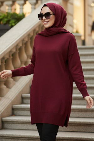 Vişne Tesettür Triko Kazak 10901VSN 