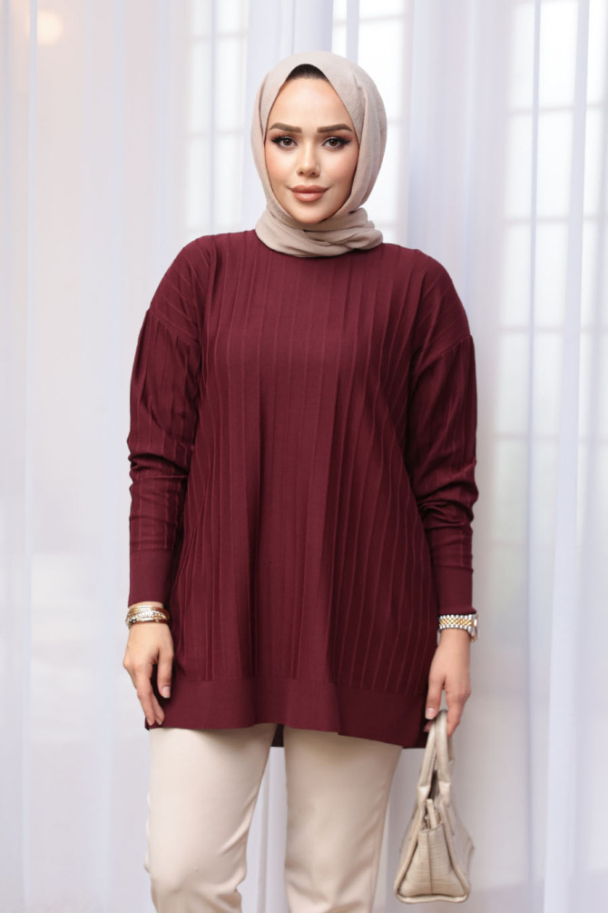 Vişne Tesettür Triko Kazak Tunik 17210VSN - 1