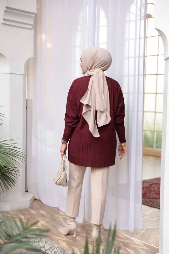 Vişne Tesettür Triko Kazak Tunik 17210VSN - 3
