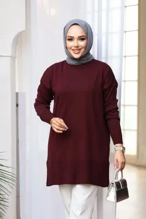 Vişne Tesettür Triko Kazak Tunik 2822VSN 