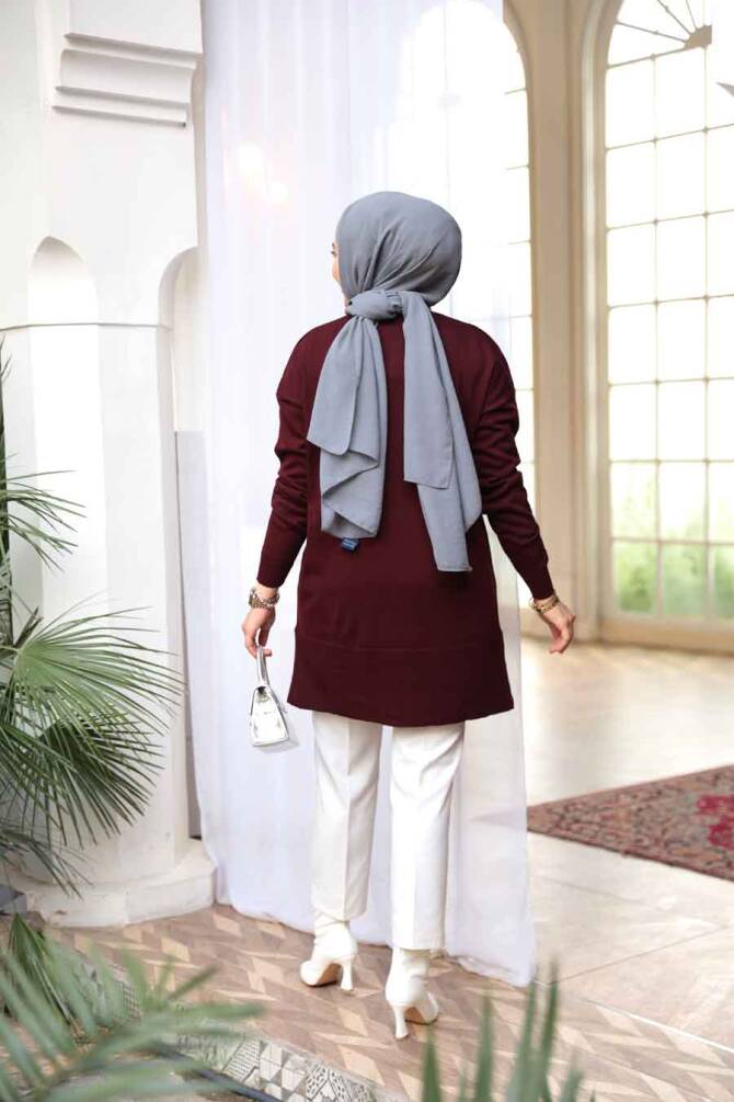 Vişne Tesettür Triko Kazak Tunik 2822VSN - 3